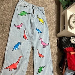 dinosaur straight leg denim jeans